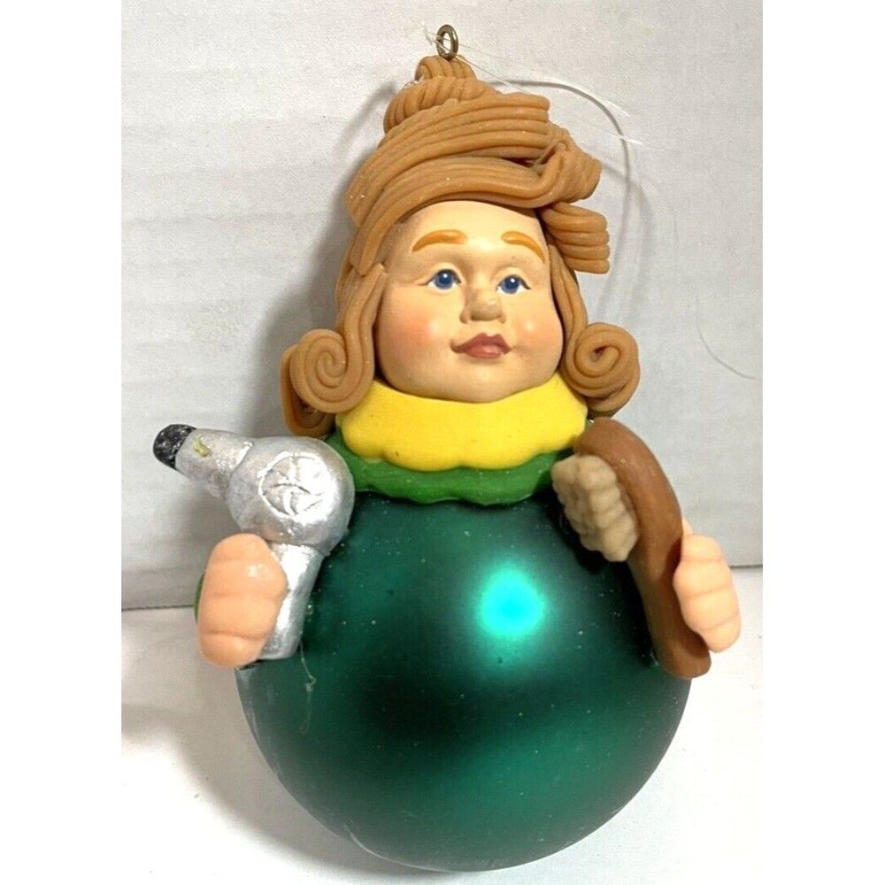 Dept. 56 Mercury Glass 5" Large Lady Christmas Ornament  hair dryer 18509